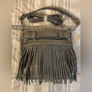 2 interchangeable straps crossbody and shoulder fringe bag